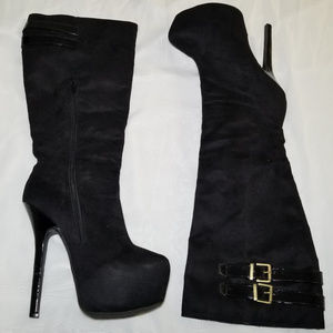 Meli by Scene Black Platform Knee High Boots